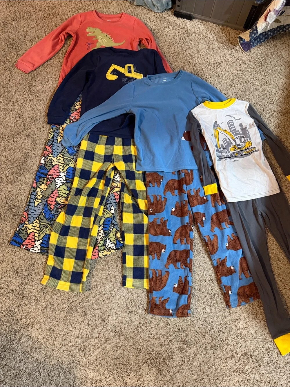Kids Long Sleeve Pajama Set - Blue, Navy & Yellow Mix Set of 4 all new